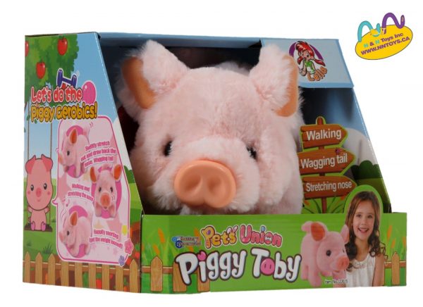 Battery operated plush pink piggy